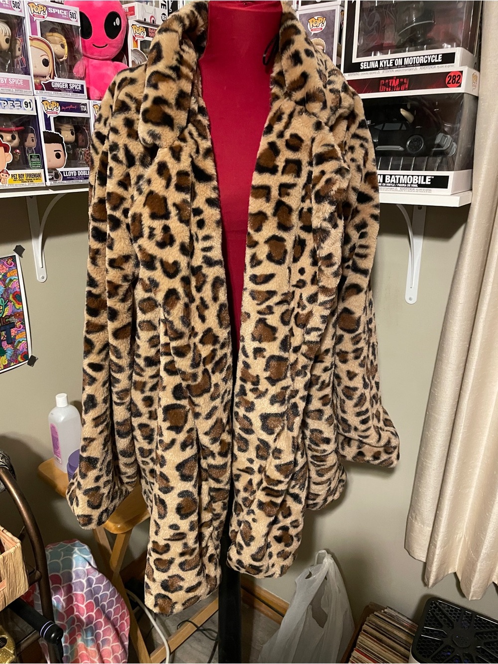 Love Tree Leopard Print Teddy Jacket - Beige and Brown